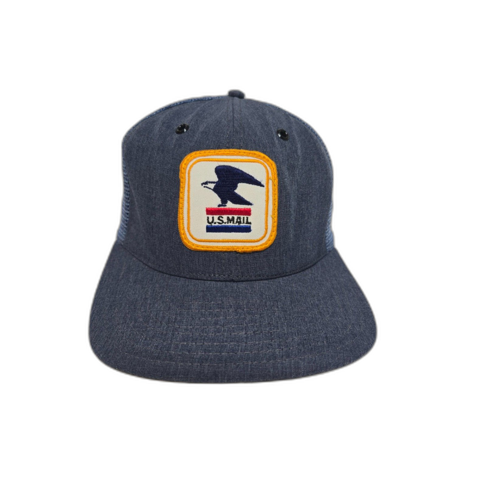 Vintage Y2K USPS Official Mesh Trucker Hat | One Size | Blue Denim Cap 90s